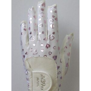 FIT39ex Golfhandschuh Heart Nails in Pink und Weiss für linke oder rechte Hand