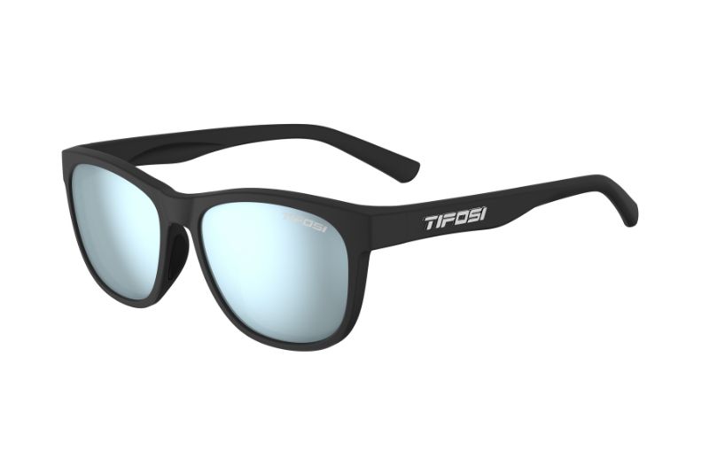 Tifosi Swank Sonnenbrille Satin Black Frame mit Blue Mirror Gläsern Seitenansicht