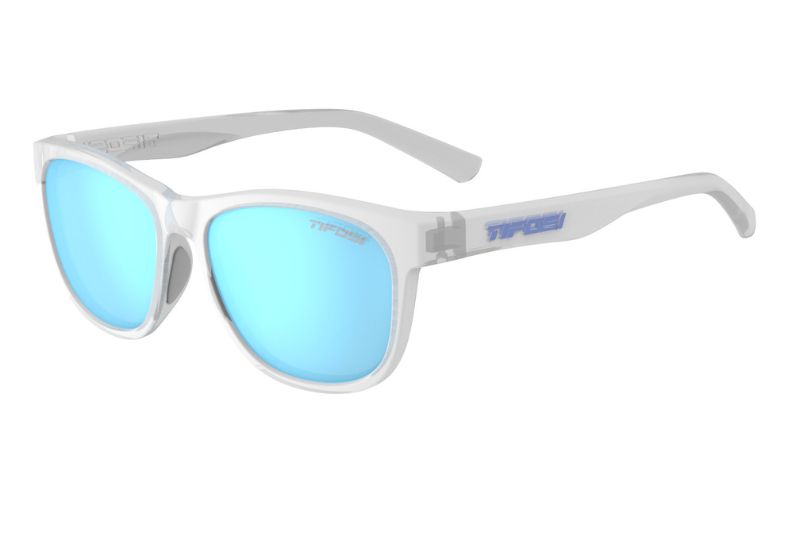 Tifosi Swank Sonnenbrille Satin Clear mit blauer Spiegelung seitliche Ansicht